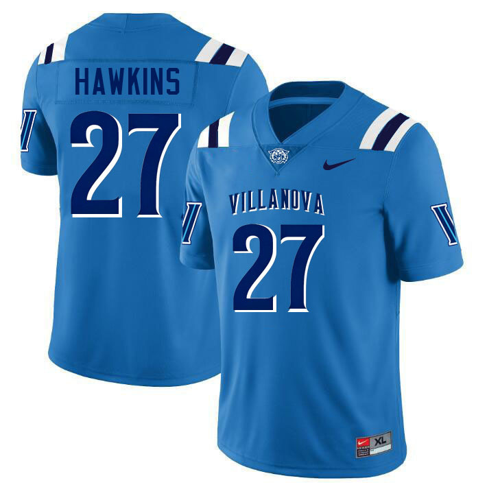 Villanova Wildcats #27 Anthony Hawkins College Football Jerseys,Uniforms-Light Blue